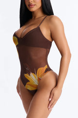 Just Can't Stop 1 Piece Swimsuit - Brown/combo