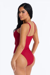 Mimosas By The Pool U Wire Cut Out 1 Piece Swimsuit - Burgundy