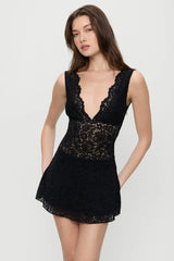 Moon Dance Lace Mini Dress - Black