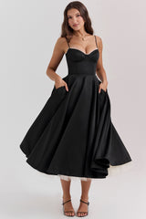 black tulle midi dress