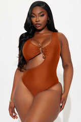 Malia Stone Hardware Cutout 1 Piece Swimsuit - Rust