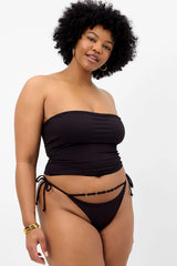 Keira Plissé Cheeky Bikini Bottom - Black