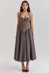 smoke halter midi dress