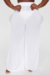 Breezy Nights Linen Swim Cover Up Pants - White