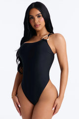 Amira One Shoulder 1 Piece Swimsuit - Black