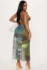Amara 3 Piece Bikini Skirt Set - Green/combo