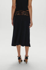 Harper Satin Midi Skirt - Black