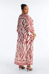 Wave Whispers Swim Cover Up Kaftan Dress - Brown/combo