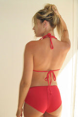 Lisa Ribbed Full Coverage Bikini Bottom - Crimson
