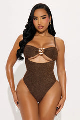 Ophelia Swirl Hardware Shimmer 1 Piece Swimsuit - Bronze
