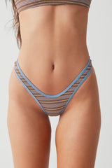 Full Moon Striped Micro Bikini Bottom - Ocean Stone