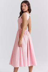 ballerina pink twill midi sundress