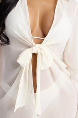 Lush Linen Swim Cover Up Mini Dress - White