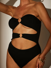 Vivacious Swimsuit in Black Crinkle