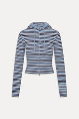 Heritage Knit Zip Up Hoodie - Blueberry Stripe