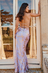 orchid jacquard satin gown