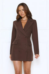 Nine To Night Blazer Mini Dress Brown