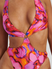 Miami Swimsuit in Raspberry Tangerine Abstract