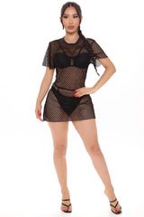 Beach Must Have Oversized Fishnet Swim Cover Up - Black
