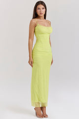 acid lime corset maxi dress