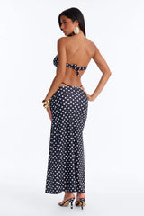 Caribbean Crush Polka Dot Hardware Sheer 3 Piece Bikini Skirt Set - Black/White