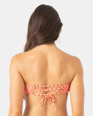 Flower Power Lace Up Bandeau Bikini Top