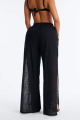 Kamila High Slits Cover Up Pants - Black