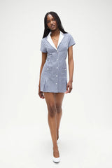 Garden Gingham Mini Dress - Seaside Gingham