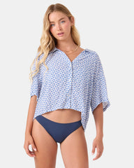 Hazy Dazy Cropped Button Up Cover Up