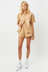 Rusty Vegan Leather Shorts - Earth