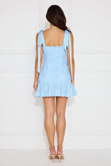 Blossom Embellish Embroidered Mini Dress Blue