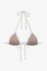 Nick Gingham Triangle Bikini Top - Brown Gingham