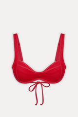Franklin Underwire Denim Bikini Top - Red Denim