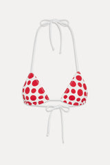 Nick Triangle Halter Bikini Top - Red Dottie