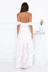 Village Of Sea Off Shoulder Maxi Dress White