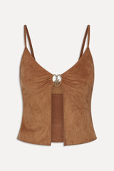 x BELLA HADID Lucy Suede Tankini Bikini Top - Sunkissed Suede