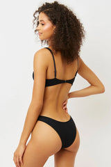 Anna Underwire Ribbed Bikini Top - Black