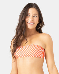 Flower Power Lace Up Bandeau Bikini Top