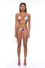 Eyes On Me Satin Kimono Bikini 4 Piece Set - Pink/combo
