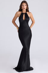 black satin maxi dress