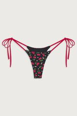 Divine Tie Side Skimpy Bikini Bottom - Cherry Hearts