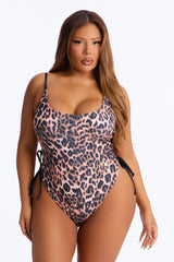 Eliza Leopard 1 Piece Strappy Swimsuit With Adjustable Straps - Leopard