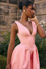 peach satin pleated midi dress - sale