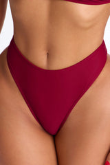 Maui Mix And Match Mid Rise Cheeky Bikini Bottom - Burgundy