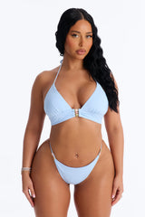 A Lil Something Extra 2 Piece Fixed Triangle Bikini Set - Blue