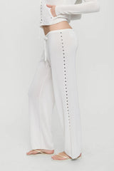 Ela Low Rise Knit Pants - Coconut Cream