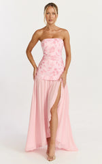 Electra Maxi Dress - Strapless Sequin Embellished  Dress in Soft Pink