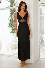 Love on Read Satin Maxi Dress Black