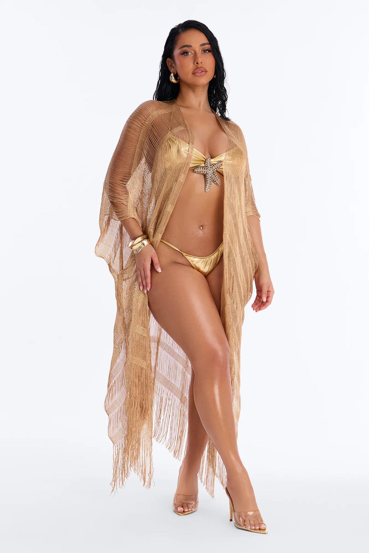 Letty Swim Cover Up Kimono - Gold