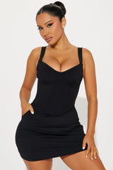 Delvina Snatched Sculpting Underwire 1 Piece Swimsuit Dress - Black
